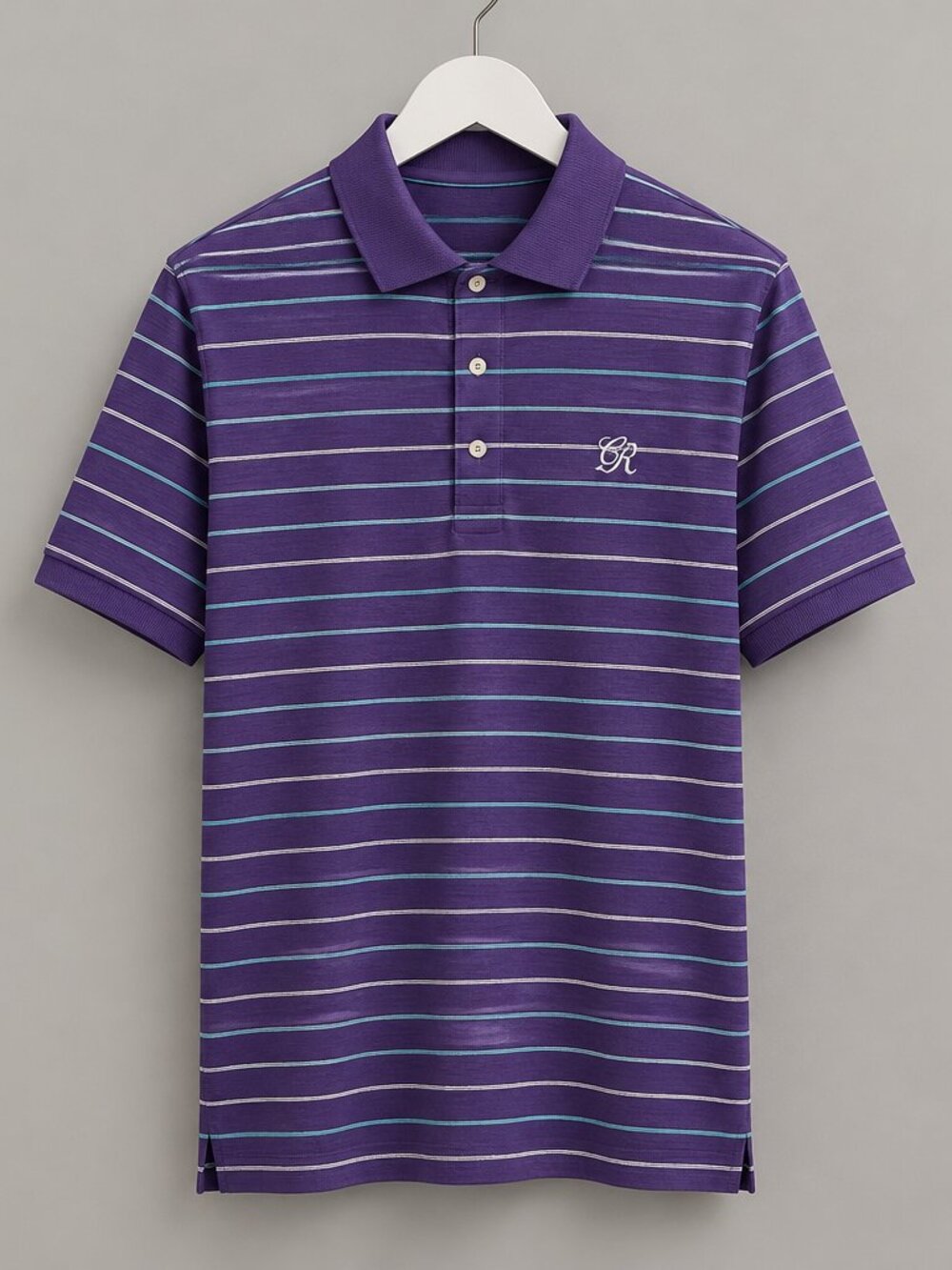 Peter Millar Purple Striped Polo Shirt – 100% Cotton – Size L